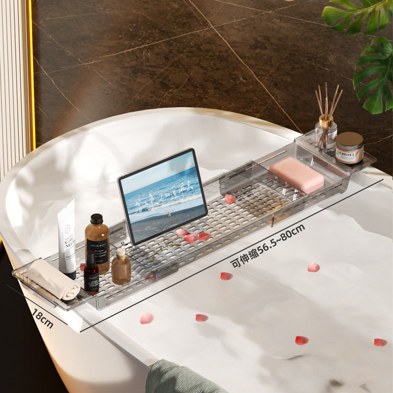 クリア バスタブトレー 伸縮|透明感で浴室広々 スマホ・本・ドリンクをのせて“お風呂時間”をアップデート