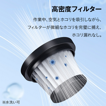 コードレスハンディクリーナー 掃除機 車載掃除機 ハンディ掃除機 200W 強力吸引 340g 軽量 Type-C充電 2段階モード 高密度フィルター水洗い ノズル付 すき間掃除 送風ノズル 車内 家庭兼用