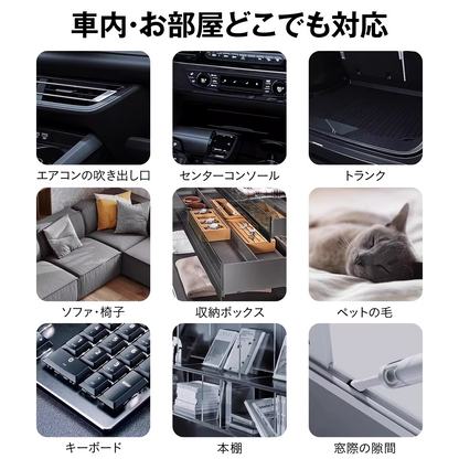 コードレスハンディクリーナー 掃除機 車載掃除機 ハンディ掃除機 200W 強力吸引 340g 軽量 Type-C充電 2段階モード 高密度フィルター水洗い ノズル付 すき間掃除 送風ノズル 車内 家庭兼用