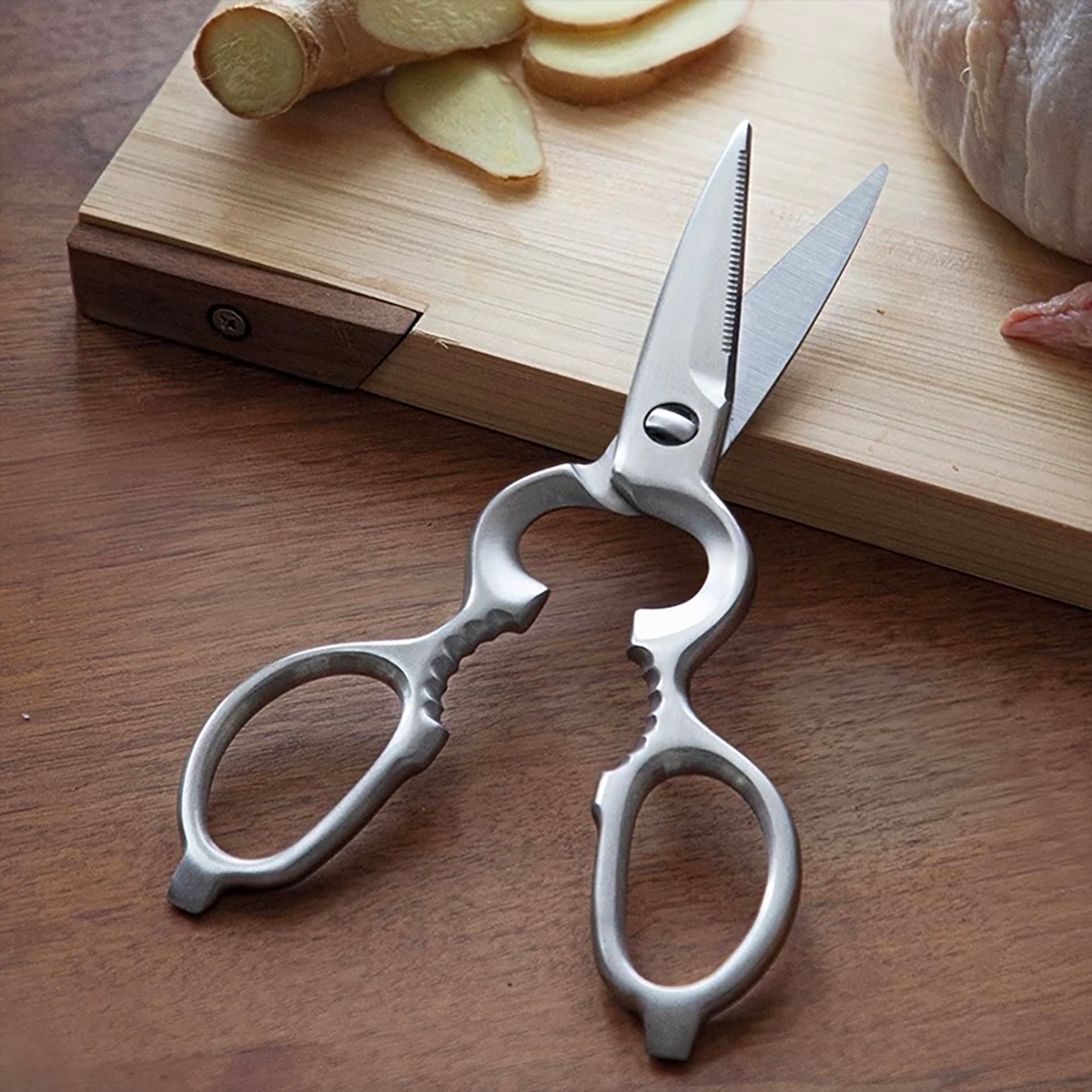 オールステンレス キッチンばさみ キッチンバサミ キッチン鋏 調理ハサミ 料理用ハサミ 分解 缶開け 栓抜き