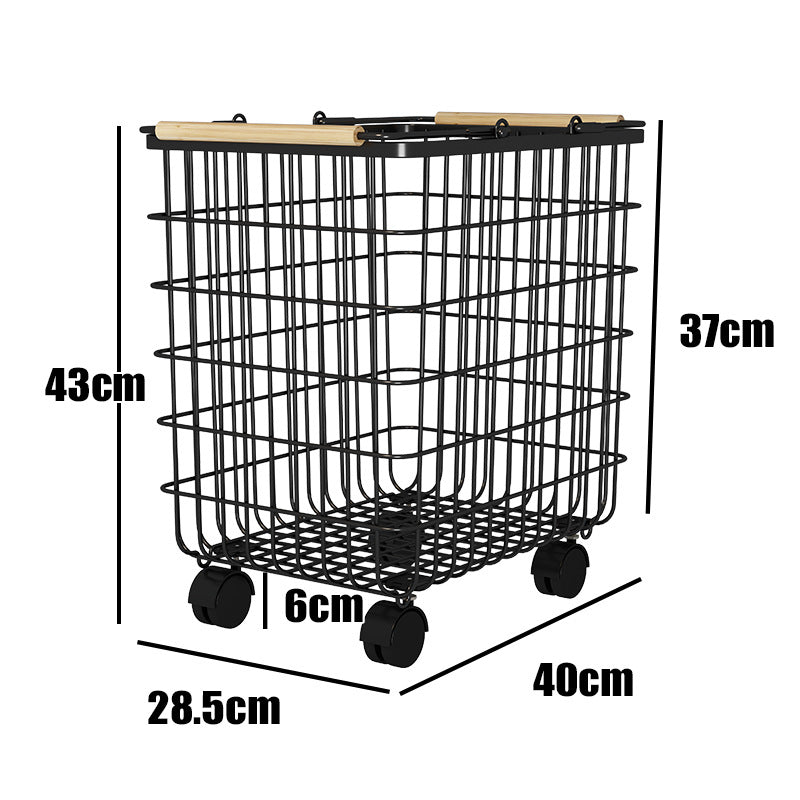 ランドリーバスケットワゴン 2段｜キャスター付きで移動ラクラク 大容量ワイヤーかご 洗面所の省スペース収納
