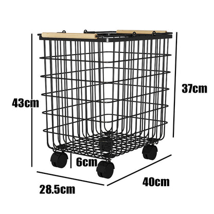 ランドリーバスケットワゴン 2段｜キャスター付きで移動ラクラク 大容量ワイヤーかご 洗面所の省スペース収納