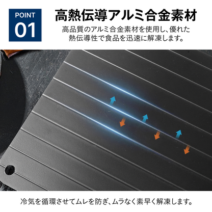 アルミ急速解凍プレート 自然解凍トレー 電子レンジ不要 ドリップ抑制 解凍ムラ軽減 置くだけ簡単
