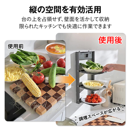 鍋置きラック 吸盤式 鍋置きスタンド 壁付け 折りたたみ 鍋置き 鍋敷き フライパン ちょい置き キッチン 壁面収納 調理補助ラック キッチンラック 壁面収納 賃貸OK 省スペース 水切