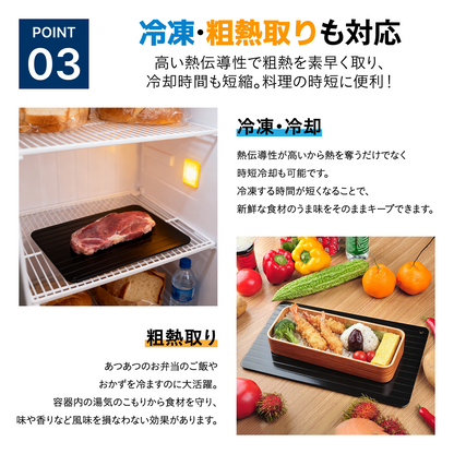 アルミ急速解凍プレート 自然解凍トレー 電子レンジ不要 ドリップ抑制 解凍ムラ軽減 置くだけ簡単