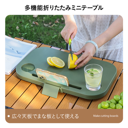 折りたたみバスケット テーブル付き 収納ボックス キャンプ 大容量 ふた付き 持ち手付き コンパクト アウトドア ピクニック 保冷 バケツ クーラーバスケット ミニテーブル スマホスタンド