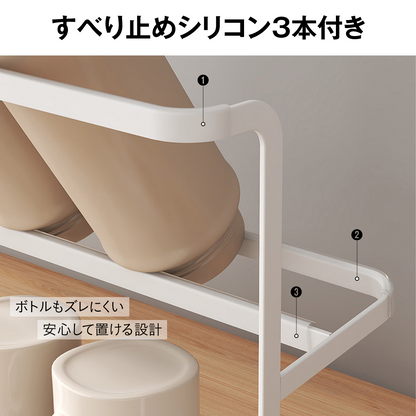 ジャグボトルスタンド 水筒 タンブラー 乾燥スタンド ジャグスタンド 水切りスタンド 水切りラック 2段 斜め置き 省スペース トレー付き 取り外し可 速乾 風通し 衛生的 マグカップ 哺乳瓶