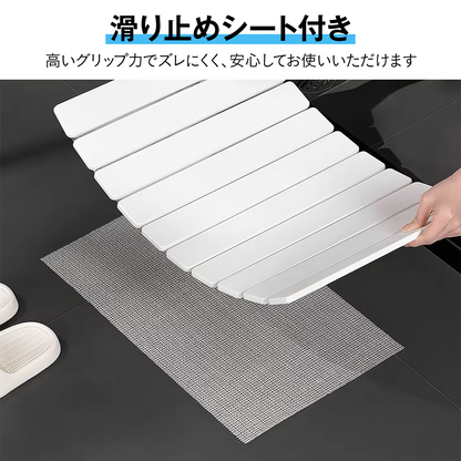 折りたたみ珪藻土バスマット 吸水 速乾 抗菌 防カビ 消臭 すべり止め 滑り止めシート 立て掛け収納 コンパクト さらさら 浴室 バスルーム 洗面台