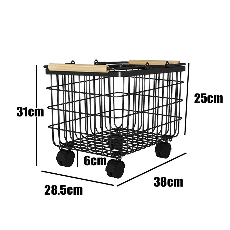 ランドリーバスケットワゴン 2段｜キャスター付きで移動ラクラク 大容量ワイヤーかご 洗面所の省スペース収納