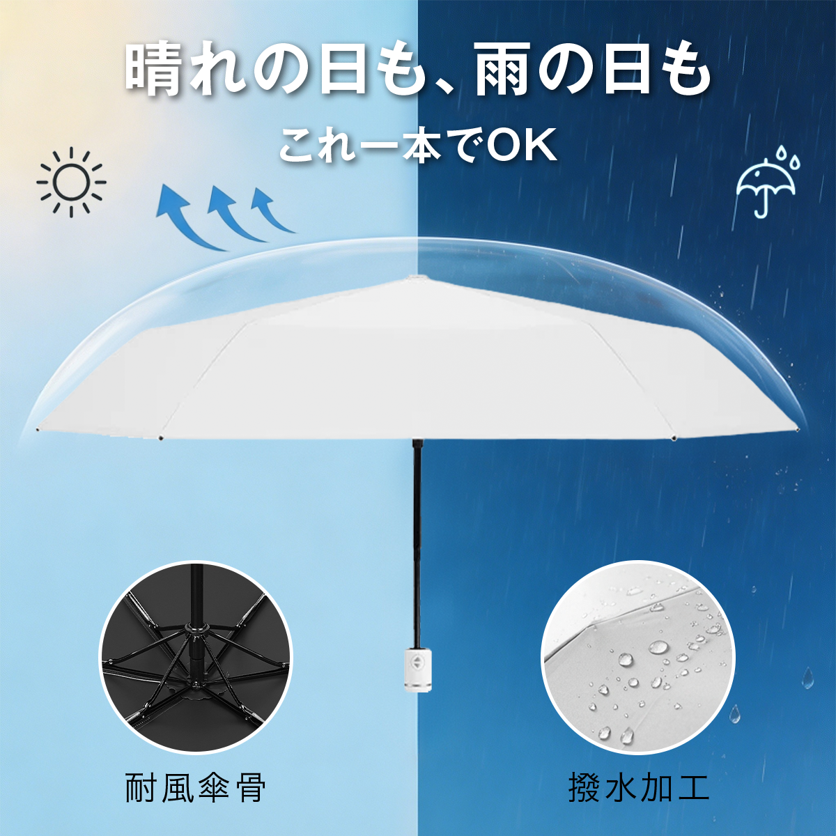 軽量258g 折りたたみ日傘｜遮光・UVカット 通勤・お出かけを涼しく スリム収納