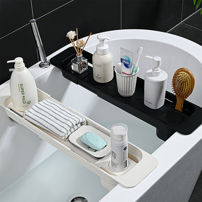 モダン バスタブトレー 伸縮｜浴槽に橋渡ししてスマホや本をキープ お風呂の“くつろぎ時間”を演出