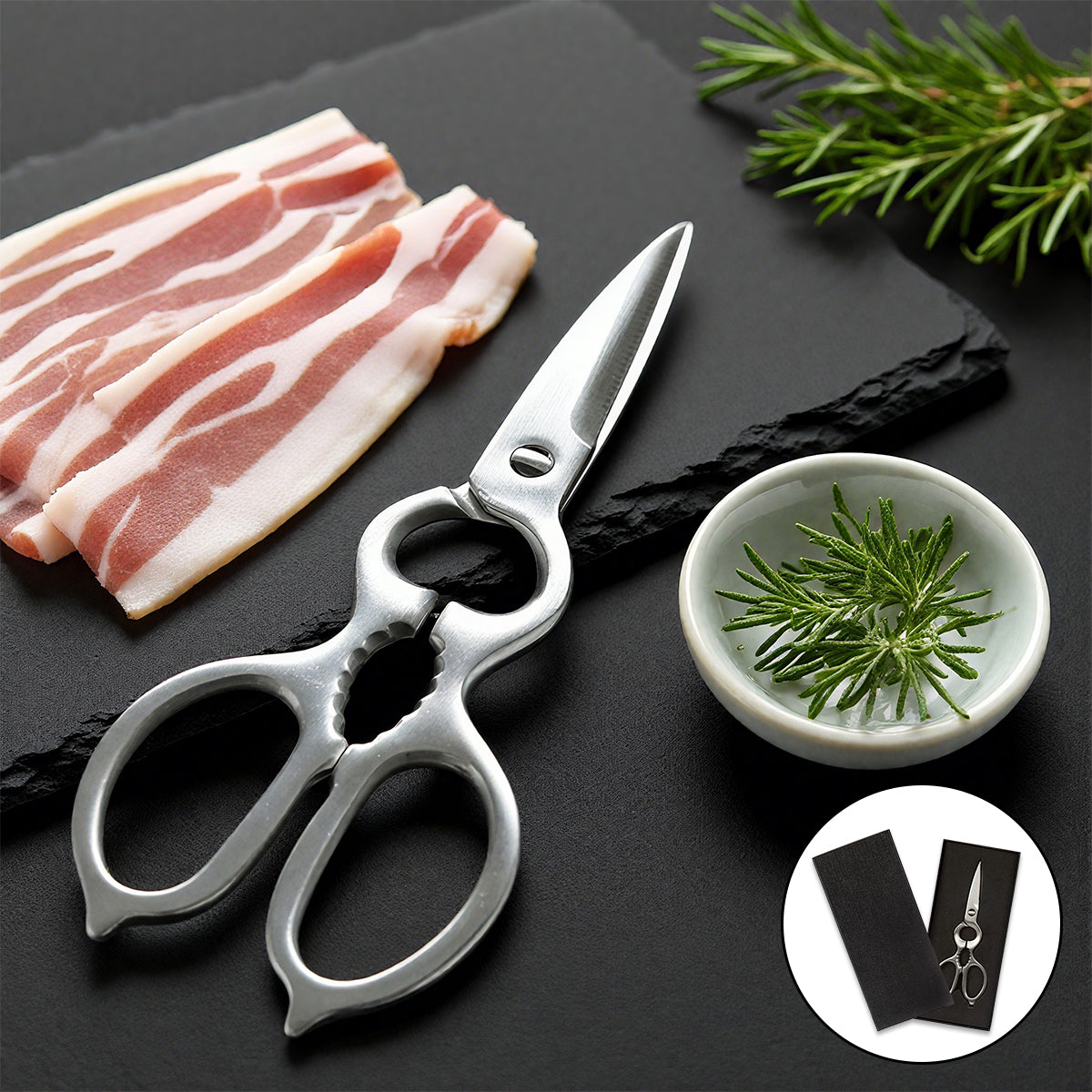 オールステンレス キッチンばさみ キッチンバサミ キッチン鋏 調理ハサミ 料理用ハサミ 分解 缶開け 栓抜き
