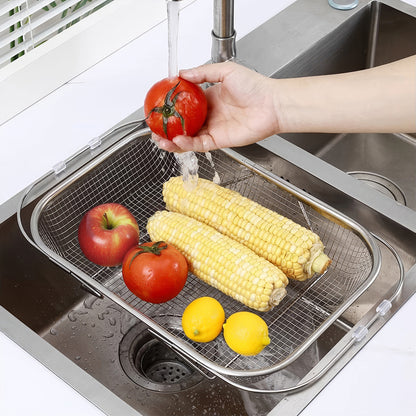 ステンレス 水切りかご｜シンク渡しタイプで作業台拡張 サビに強く清潔 省スペース乾燥