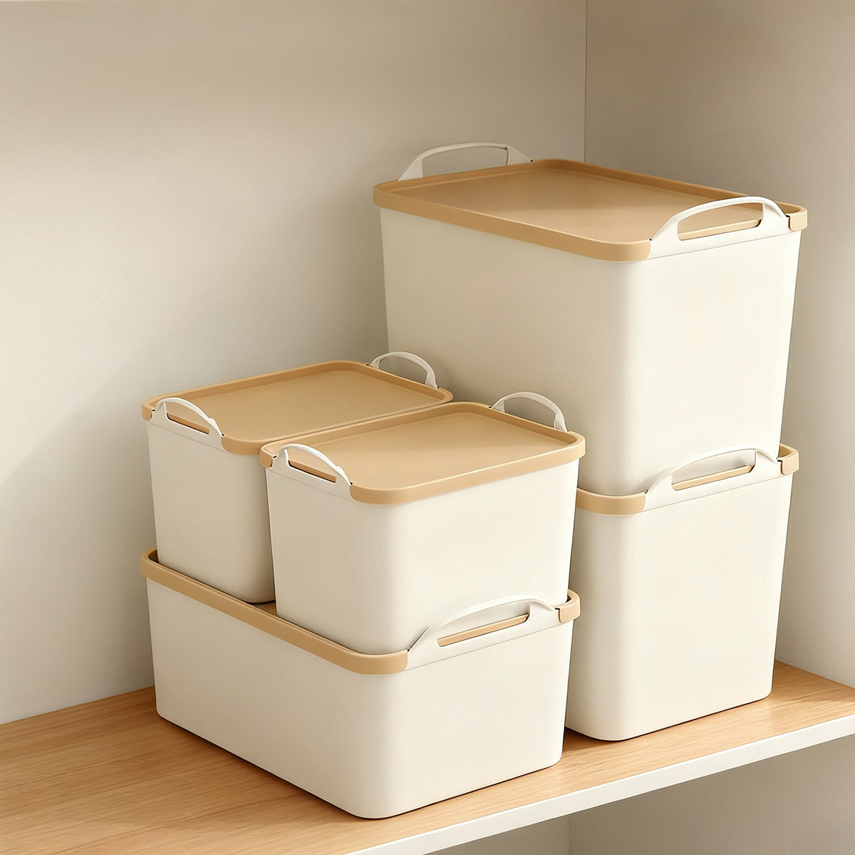 蓋付き 収納 ボックス フタ付き 収納ケース スタッキング 収納ボックス 収納ケース 両側ハンドル 持ち手付き 密閉 ベッドルーム 書斎 バスルーム キッチン クローゼット