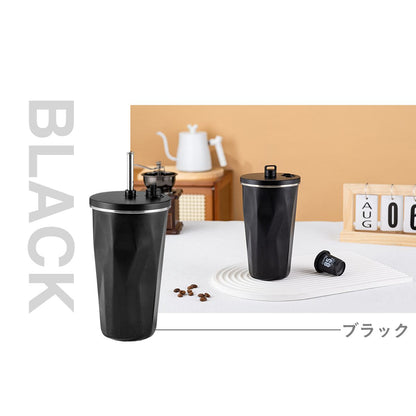 タンブラー ストロー付き 600ml 蓋付きタンブラー 保冷タンブラー 保温タンブラー こぼれない 伸縮ストロー付き 保 22