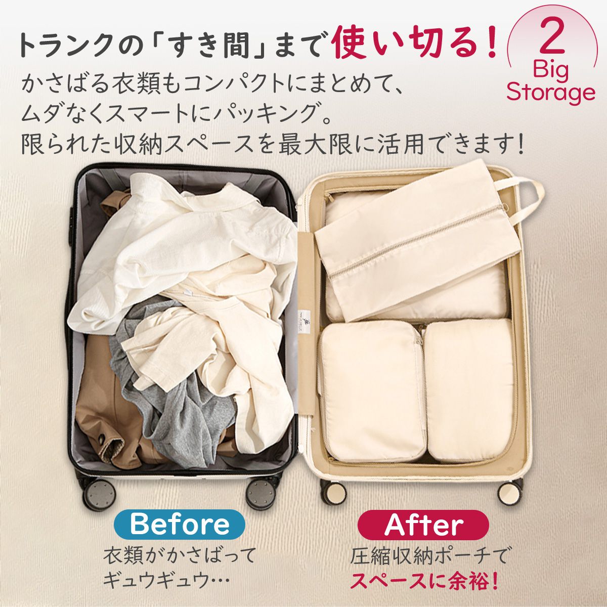 軽圧縮 トラベルポーチ セット 4点セット スーツケース おしゃれ 洗える 圧縮 旅行収納 旅行 パッキング グッズ 旅 10