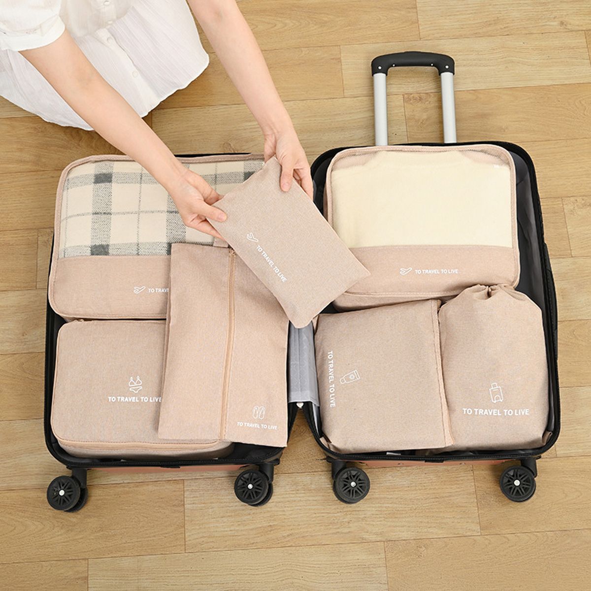 トラベルポーチ セット（7点）｜メッシュで中身が見える 衣類・小物を仕分けてスーツケースすっきり