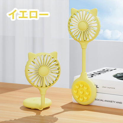 ハンディファン 吸盤 ハンディ扇風機 スマホ スマートフォン デスク固定 軽量 コンパクト 洗面所 鏡 車内 ウインドウ 5