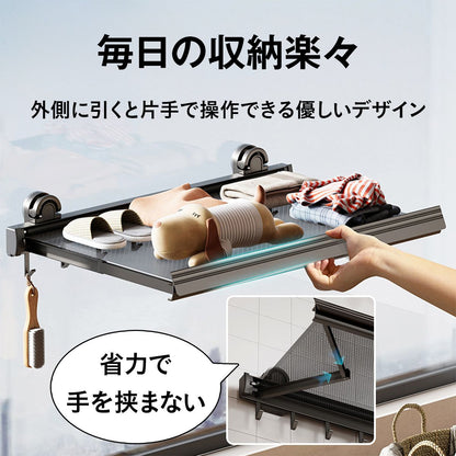 吸盤式物干しラック 吸盤式折りたたみラック 吸盤棚 折りたたみ 壁掛け 穴あけ不要 強力吸盤 室内干し 浴室 物干し棚 タオル掛け タオルハ 9