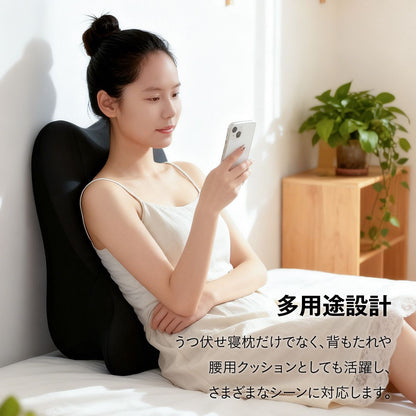 うつ伏せクッション うつ伏せ枕 ヘッドレスト着脱 ランバーサポート 低反発 ジェル 洗えるカバー 滑り止め 背もたれ 腰サポート 2タイプ 体 17