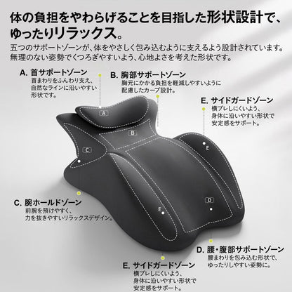うつ伏せクッション うつ伏せ枕 ヘッドレスト着脱 ランバーサポート 低反発 ジェル 洗えるカバー 滑り止め 背もたれ 腰サポート 2タイプ 体 20