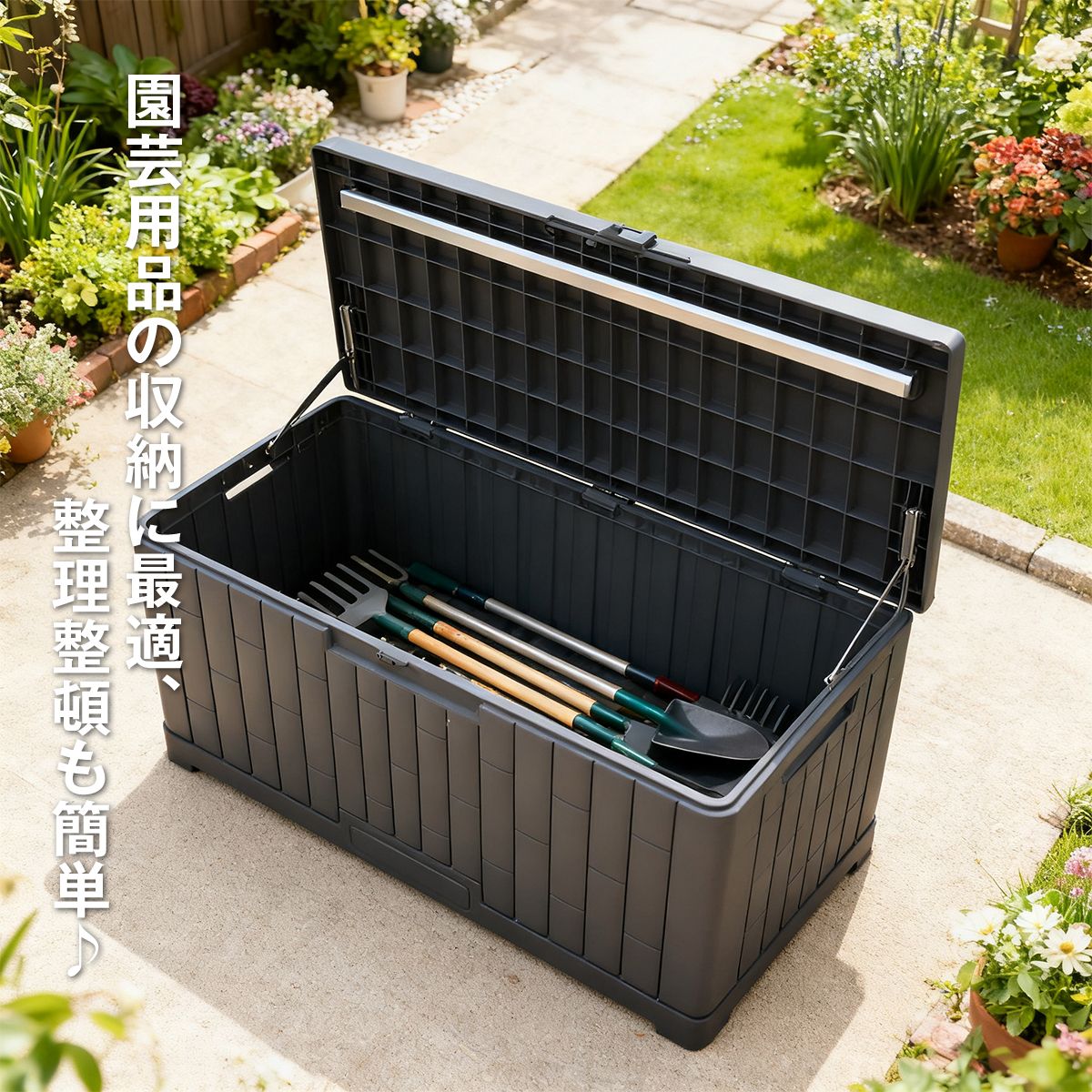 屋外 収納ボックス ストレージボックス 宅配ボックス コンテナ 収納ボックス 物置 屋外 庭 おしゃれ 大容量 ベンチ 大型 蓋付き ホームボッ 17