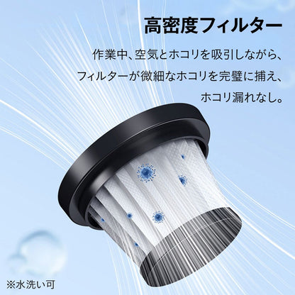 コードレスハンディクリーナー 掃除機 車載掃除機 ハンディ掃除機 200W 強力吸引 340g 軽量 Type-C充電 2段階モード 高密度フィルター水洗い ノズル付 すき間掃除 送風ノズル 車内 家庭兼用 ペ 12