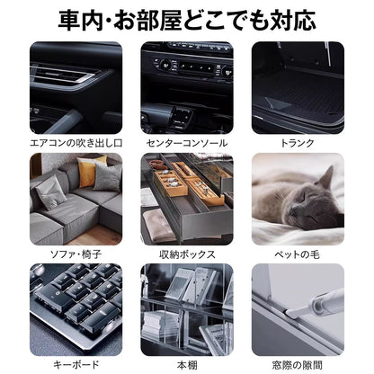 コードレスハンディクリーナー 掃除機 車載掃除機 ハンディ掃除機 200W 強力吸引 340g 軽量 Type-C充電 2段階モード 高密度フィルター水洗い ノズル付 すき間掃除 送風ノズル 車内 家庭兼用 ペ 14