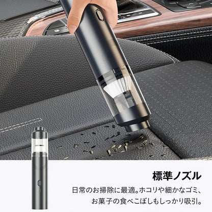 コードレスハンディクリーナー 掃除機 車載掃除機 ハンディ掃除機 200W 強力吸引 340g 軽量 Type-C充電 2段階モード 高密度フィルター水洗い ノズル付 すき間掃除 送風ノズル 車内 家庭兼用 ペ 9