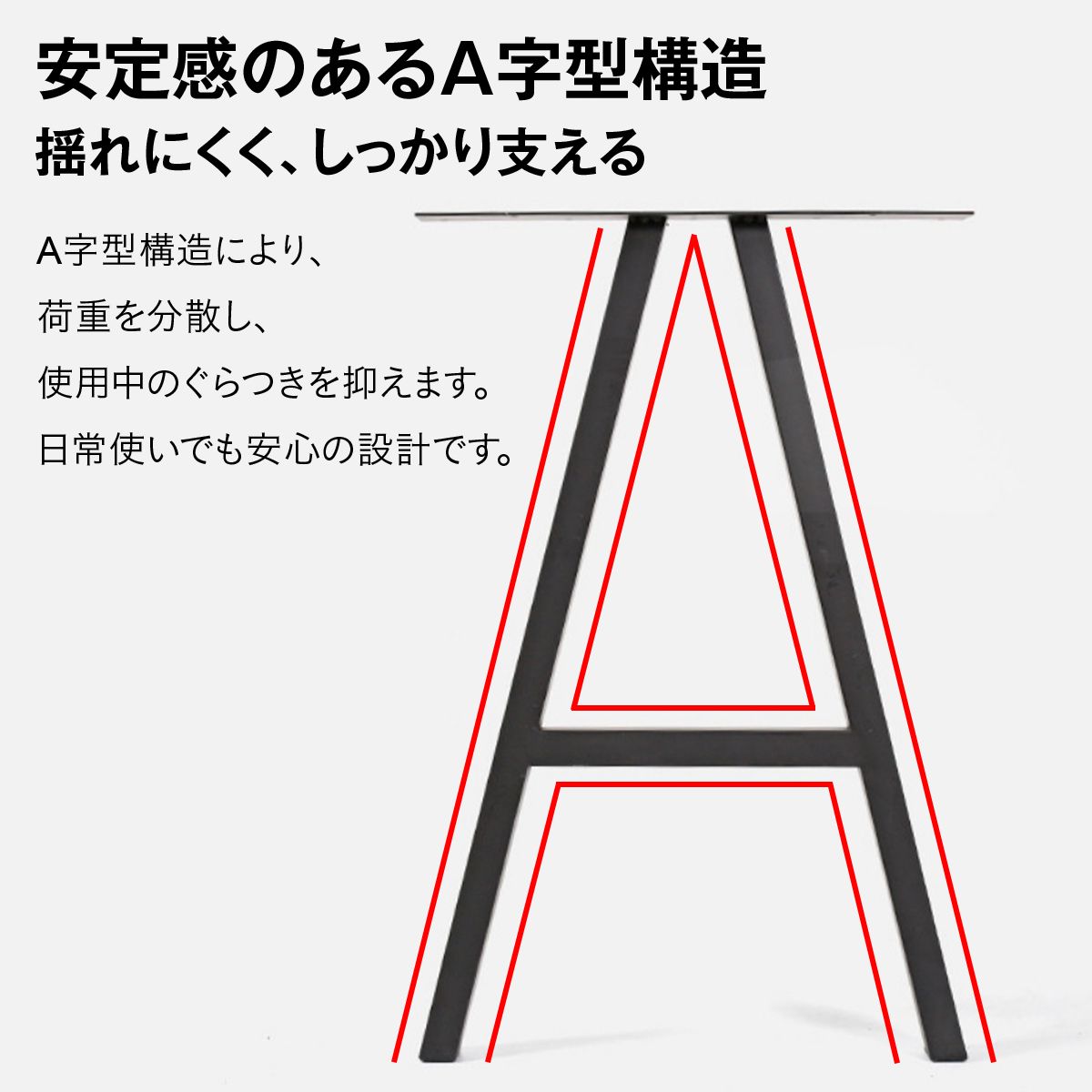DIY用 アイアンテーブル脚 A字型 2本セット テーブル脚 パーツ 鉄脚 アイアンレッグ デスク脚 作業台脚 ダイニングテーブル リメイク 交換用 天板固定穴付き ネジ付属 脚パッド付 黒 ブラッ 2