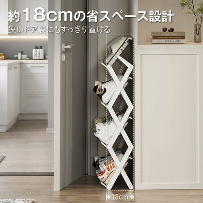 2WAY折りたたみシューズラック 3段 玄関収納 靴収納 省スペース 工具不要 組立不要 平置き 斜め置き スリム 玄関ラック 下駄箱 靴棚 コンパクト すき間収納 収納ラック シューズ収納 ドア裏 7