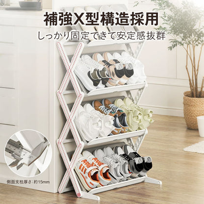 2WAY折りたたみシューズラック 3段 玄関収納 靴収納 省スペース 工具不要 組立不要 平置き 斜め置き スリム 玄関ラック 下駄箱 靴棚 コンパクト すき間収納 収納ラック シューズ収納 ドア裏 8