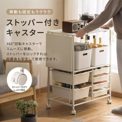 拡張天板付きキッチン収納キャスターラック 11