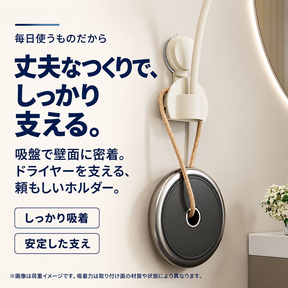 吸盤式ドライヤーホルダー｜高さと角度を調節して洗面所で両手を使えるヘアドライ 9