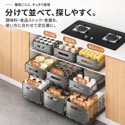 引き出し式収納ラック｜穴あけ不要でキッチンの調味料や食品を取り出しやすく 10