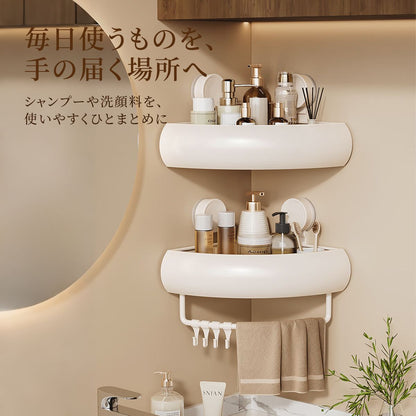 浴室コーナーラック 吸盤式｜穴あけ不要でバス用品をすっきり収納 10