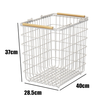 ランドリーバスケットワゴン 2段｜キャスター付きで移動ラクラク 大容量ワイヤーかご 洗面所の省スペース収納