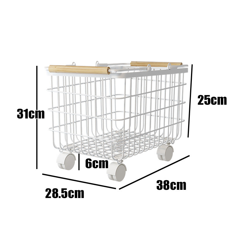 ランドリーバスケットワゴン 2段｜キャスター付きで移動ラクラク 大容量ワイヤーかご 洗面所の省スペース収納