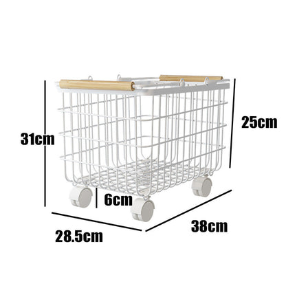 ランドリーバスケットワゴン 2段｜キャスター付きで移動ラクラク 大容量ワイヤーかご 洗面所の省スペース収納