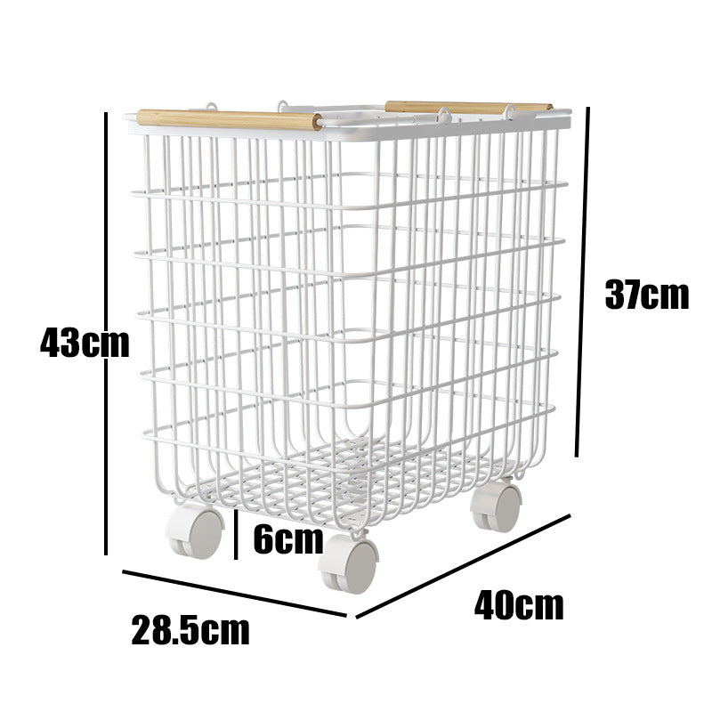 ランドリーバスケットワゴン 2段｜キャスター付きで移動ラクラク 大容量ワイヤーかご 洗面所の省スペース収納