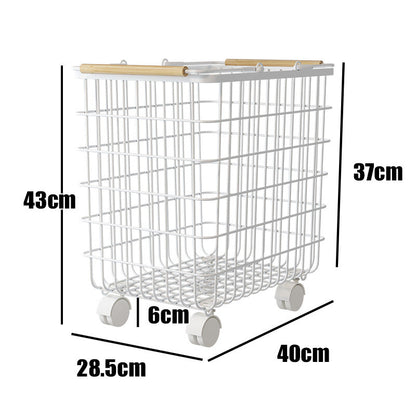 ランドリーバスケットワゴン 2段｜キャスター付きで移動ラクラク 大容量ワイヤーかご 洗面所の省スペース収納