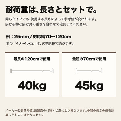 突っ張り棒 伸縮式｜ねじ式で衣類を掛ける収納やカーテン設置に 10